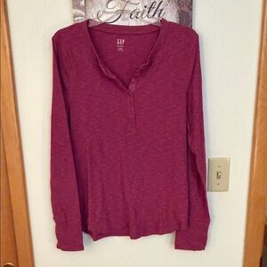 GAP purple/pink Long Sleeve Rib Henley Shirt